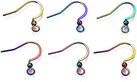 Fashewelry 200pcs Мулти-Боја Нерѓосувачки Челик Earring Куки Виножито Хируршки француски Уво Жици со Топката 22 Мерач Игли