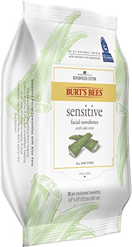 Burt ' s Пчели Лицето Чистење Towelette Брише за Осетлива Кожа со Памук Екстракт, 30 Count (Пакет Може да се Разликува)