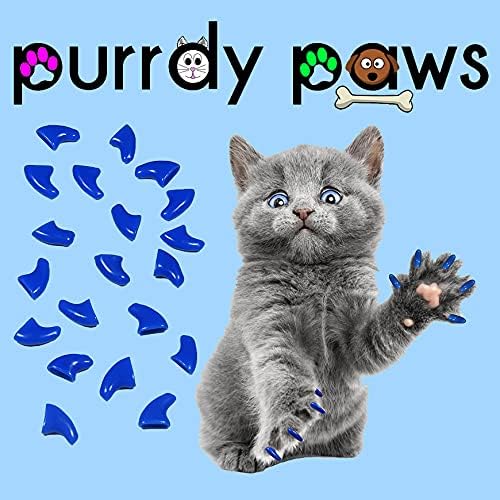 Purrdy Шепи Една Година Снабдување Меки Нокти Капи за Мачки со Сини Екстра Adhesives