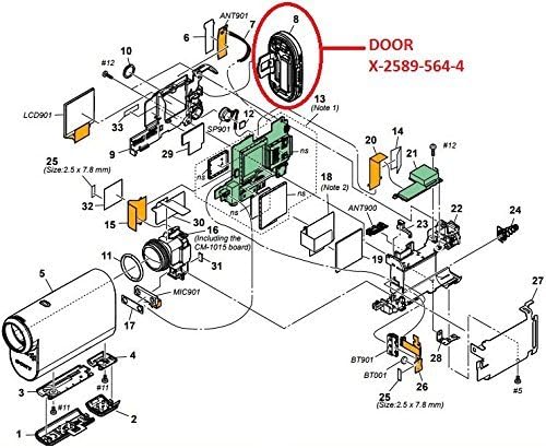 service_parts Вратата КАПАКОТ на Батеријата Assy за Sony Акција Cam Камера HDR-AS100V HDR-AS200V X25895644