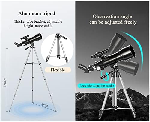 TUCY Телескопи со 70mm Отворот за Астрономија Возрасни,Преносни и Моќни 20x-500x,Астрономски Телескоп со 3 Окуларот за