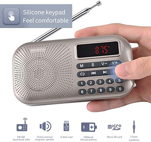 GESON РМ-155Pro AM FM Радио Преносни Мини Звучници USB MP3 Музички Плеер Поддржува Микро SD/ТФ auto scan Спаси LED Дисплеј