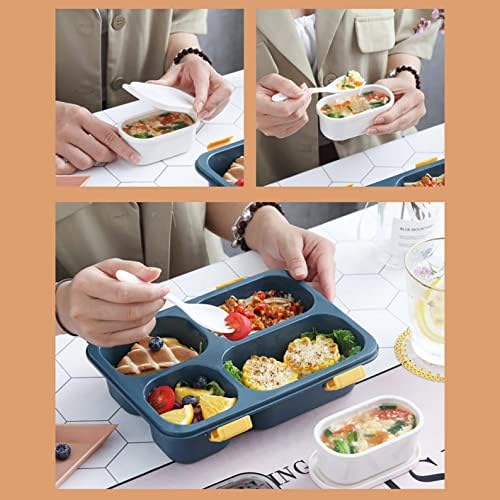 Оддел 4 Ручек Кутија,Бенто Кутија за Деца Возрасните Ученици,Модерни Бои Оброк Првично Контејнери за Обновливи ручек Кутија