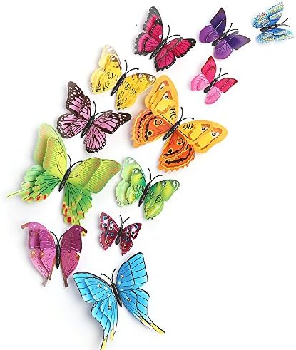 YGEOMER 96pcs 3D Пеперутка Ѕид Decals Шарени Пеперутки Оркестарот Отстранлив Mural Налепници Дома Декорација со Двојно