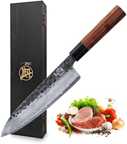 MITSUMOTO SAKARI 8 инчен Јапонски Gyuto Готвач Нож, Професионални Рака Фалсификувани Кујната Готвач Нож, 3 Слоеви 9CR18MOV
