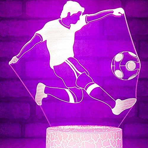 SUPERIORVZND 3D Фудбал Фудбал Ноќ Светлина на Допир Табела Биро Оптичка Илузија Светилки 7 Боја се Менува Светлата Дома
