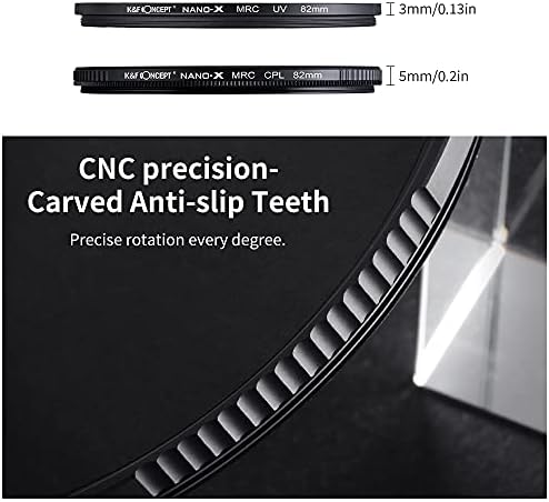 К&F Концептот 49mm Нано-X Кружни Polarizers Филтер & MC УВ Заштита Филтер за Полнење (2 парчиња) со До & Долу Леќа Капа, Мулти-Слој Обложени HD Кружни Поларизирана (CPL) УВ Филтер По